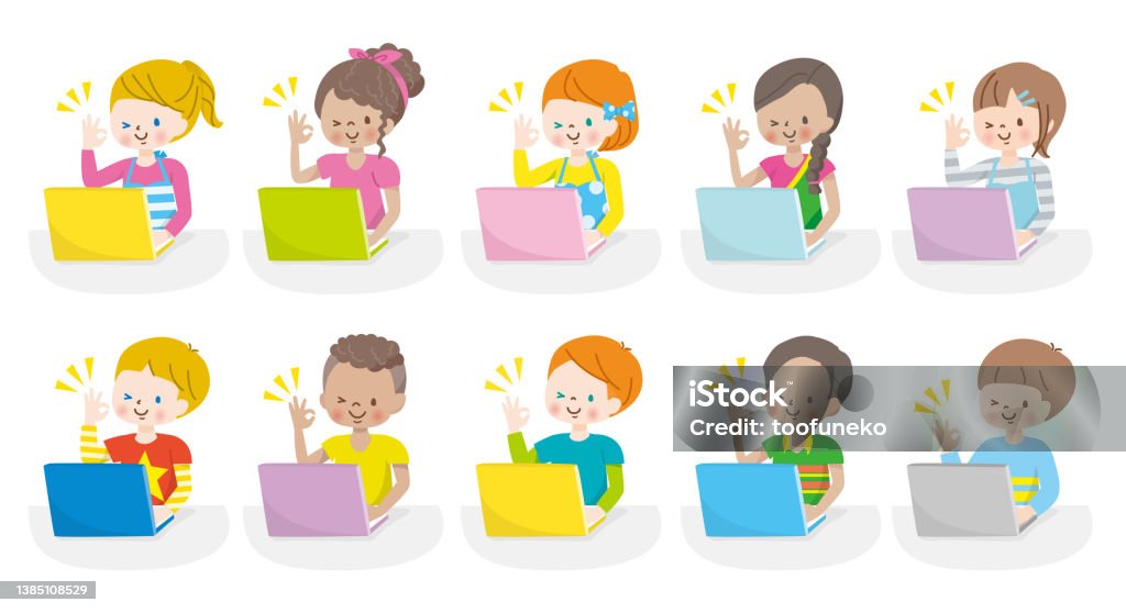 Children Computer Operating Illustrations Of Children From All Over The World Operating Computers ...