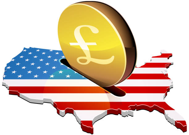 ilustraciones, imágenes clip art, dibujos animados e iconos de stock de invertir libras esterlinas en los estados unidos (recorte) - usa the americas british coin map