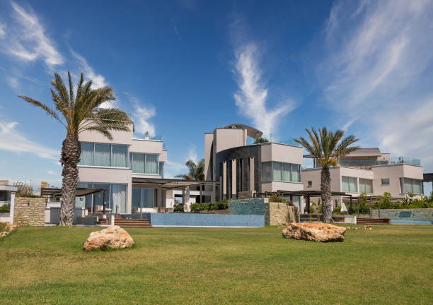 Luxury modern villas in Ayia Napa resort, Cyprus. stock photo