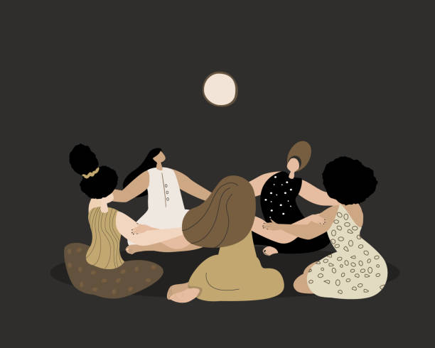 Mysterious Magic Female Circle.Women Round,Girls hold hand together.Esoterics Witches.Sacred Woman Group Power.Feminine Meeting,Female Empowerment Energy Union.Advertisement,Flat Vector Illustration Mysterious Magic Female Circle.Women Round,Girls hold hand together.Esoterics Witches.Sacred Woman Group Power.Feminine Meeting,Female Empowerment Energy Union.Advertisement,Flat Vector Illustration ceremony stock illustrations