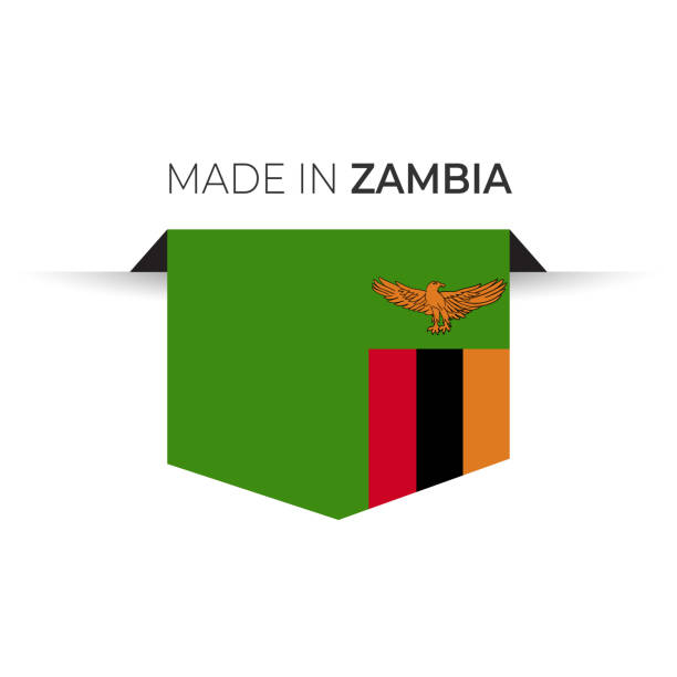 Made in the Zambia label, product emblem. White isolated background Africa, Turkey - Country, Zambia, Arts Culture and Entertainment, Award zambia flag stock illustrations