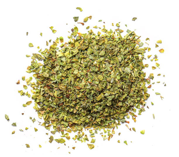 istock Dried parsley herb isolated on white background, top view. Flat lay