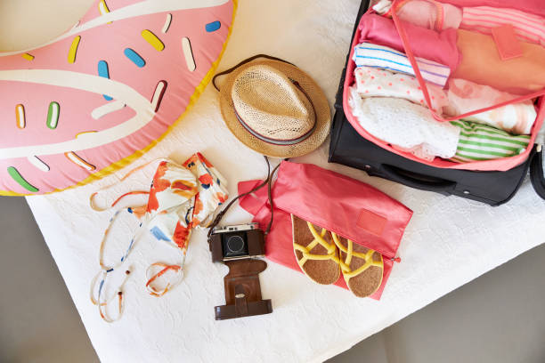 istock Various items as details or flatlay of a holiday trip or beach vacation 1385134876
