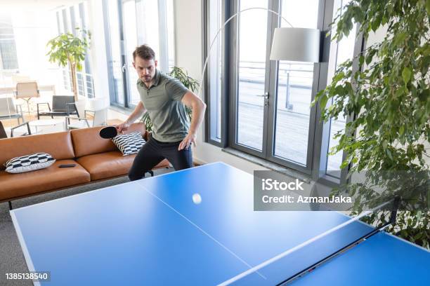 Person Playing Table Tennis Stock Photo - Download Image Now - Table Tennis Table, Adult, Table Tennis