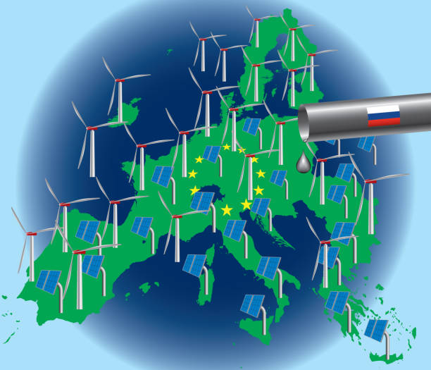 유럽의 새로운 에너지 전략에 대한 벡터 일러스트와 러시아의 의존도를 제거합니다. - piplines stock illustrations