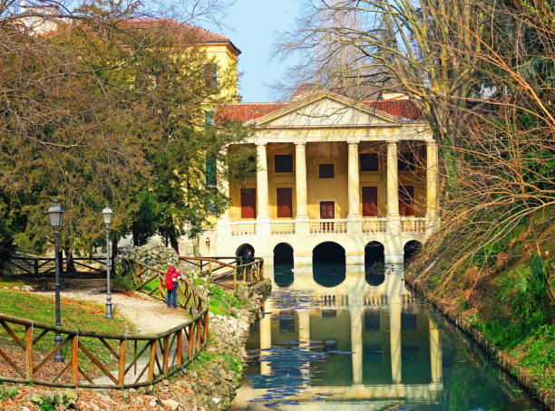 Vicenza,Italy,20 february 2022.Loggia Valmarana is located inside the Salvi Gardens.It was built in 1591 probably by a pupil of Andrea Palladio. It is structured as a Doric temple