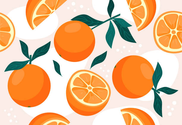 illustrations, cliparts, dessins animés et icônes de orange motif sans couture. - orange fruit