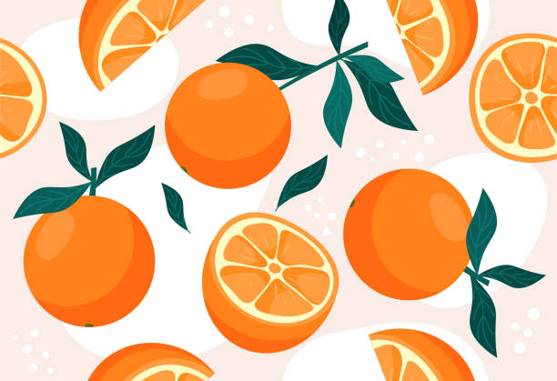 pomarańczowy bezszwowe wzór - orange white illustrations stock illustrations