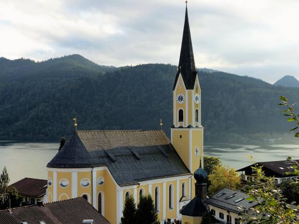 bavière, haute-bavière, schliersee - church spire photos et images de collection