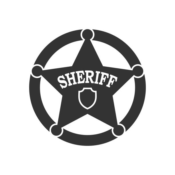 Badge sheriff Sheriff star graphic sign. Sheriff emblem isolated on white background. Vector illustration ems logo stock illustrations