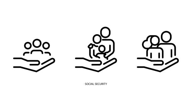 illustrations, cliparts, dessins animés et icônes de icône de sécurité sociale - famille