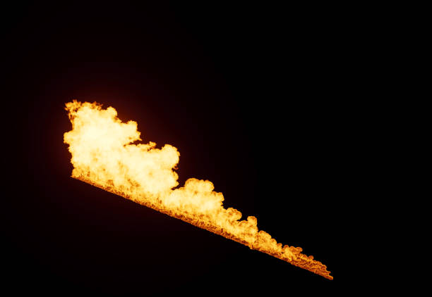 Set of flaming torch isolated on white background