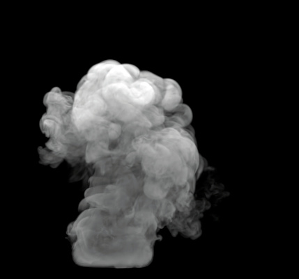 Swirly and Wispy White Smoke cloud with a black background