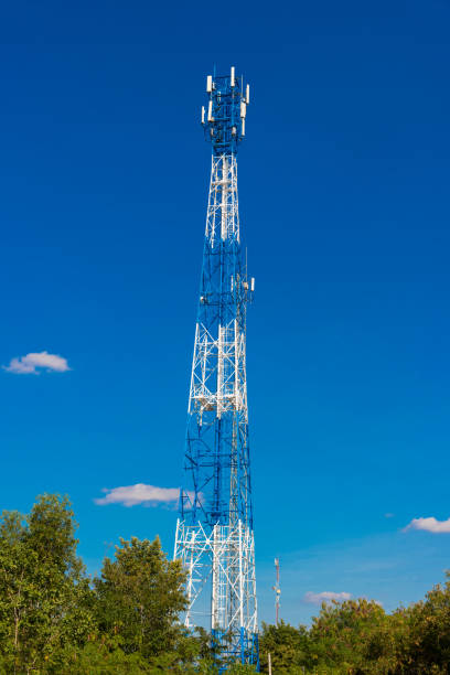 istock Antenna Tower of Communication on blue sky, Mobile phone antenna tower. 1385163845