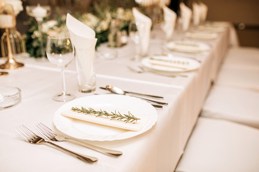 Beautiful wedding table decoration and setting