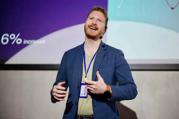 Presentation speaker at business conference