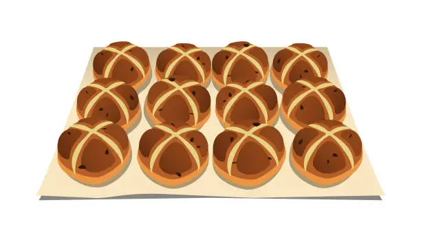 Vector illustration of Hot cross buns