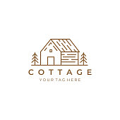 istock cottage line art logo vector illustration design 1385170710