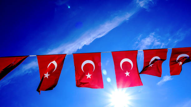 istock Turkish flag waves in a windy weather 1385172607
