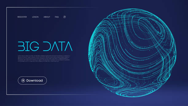 데이터는 디지털 일러스트레이션을 보호합니다. 추상 구 에너지 필드입니다. 기술 장벽 파란색 배경. 웨이브 흐름 데이터 보안 벡터. 파란색 배경에 파란색 구 쉴드 - technology data three dimensional shape backgrounds stock illustrations
