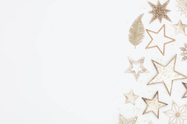 istock Christmas flatlay decor background on the white wooden table. 1385176344