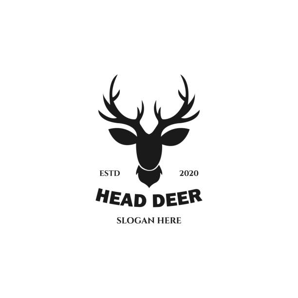 głowa jelenia vintage logo ilustracja wektorowa projekt szablonu - mule deer stock illustrations