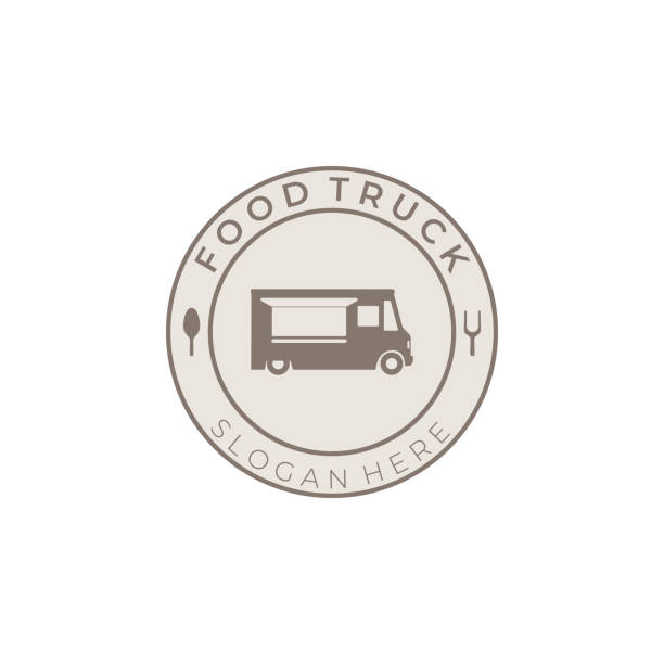 food truck emblem vintage logo illustration vector template design food truck emblem vintage logo illustration vector template design tako stock illustrations