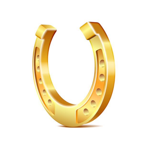 istock Golden horseshoe, lucky St. Patricks day symbol. Good luck sign 1385178980