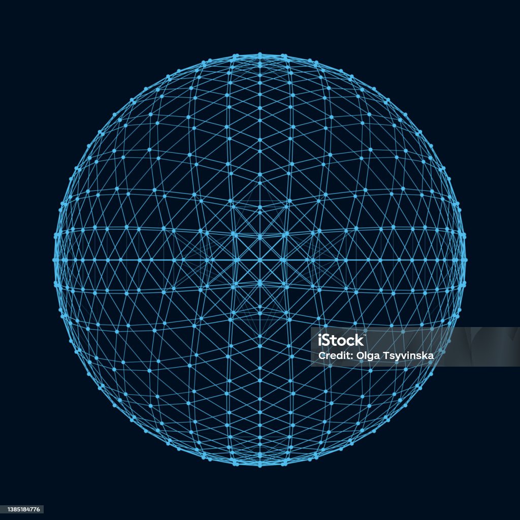 Line Drawing Vector Spherical Sphere With Dot And Lines Colorful Structure Science And Technology ...