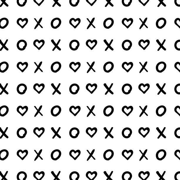 stockillustraties, clipart, cartoons en iconen met letter x and letter o seamless vector pattern kisses and hugs - kiss