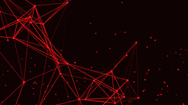 istock Connection of dots and lines structure on dark background. Red abstract polygonal space. 3d Widescreen 1385188123