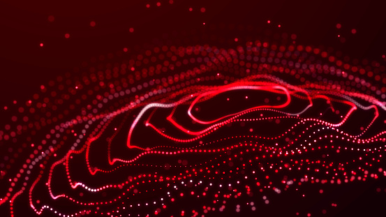 Abstract digital wave. Dynamic wave of glowing particles. Data technology background. 3d rendering.