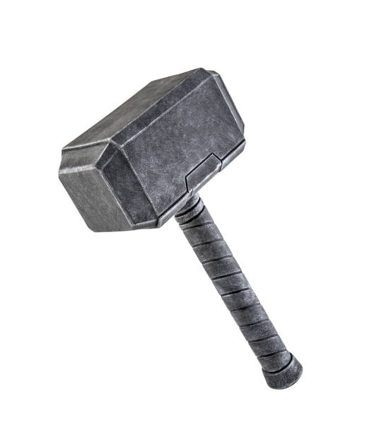 martillo thor aislado sobre fondo blanco con trazado de recorte - hammer fotografías e imágenes de stock