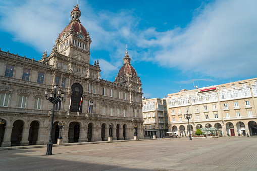 Town hall of A Coruna (La Coruna) on Maria Pita square or Plaza Major.