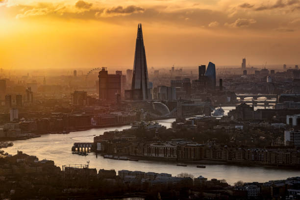 istock Sunset view to the modern skyline of London 1385190873