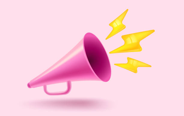 istock Vector vintage pink megaphone in realistic 3d style. Pink loudspeaker. 1385192761