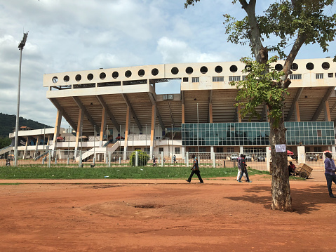 Bangui, Central African Republic (CAR) - May 15, 2018: The Complexe sportif Barthélemy Boganda (Barthélemy Boganda Sports Complex), also known as Stade de 20 000 places (20,000-seat stadium).