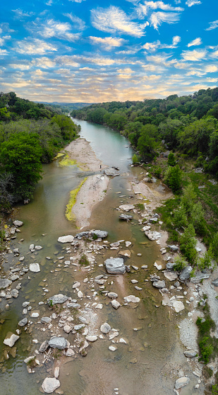 Aerial photo of Pedernales River, TX