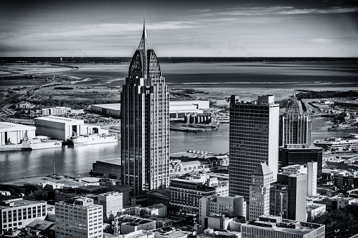 The city of Mobile, Alabama shot from an altitude of about 600 feet during a helicopter photo flight