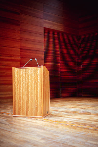 istock Lectern in a conference rooms 1385194446