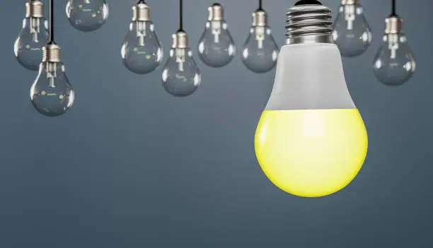 Photo of Energy saving led bulb background.3D illustration.