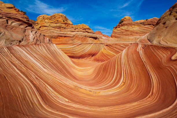 l'onda; coyote buttes, arizona stati uniti - arenaria roccia sedimentaria foto e immagini stock