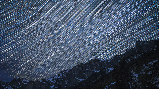 Star trails over Yosemite Valley as seen from Tunnel View