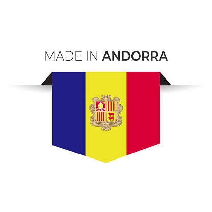 istock Made in the Andorra label, product emblem. White isolated background. 1385199215