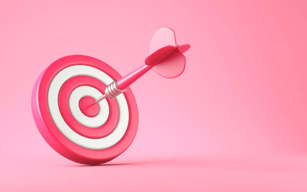 Pink  arrow and darts target aim on the pink background 3D illustration archery target group of objects target sport stock pictures, royalty-free photos & images