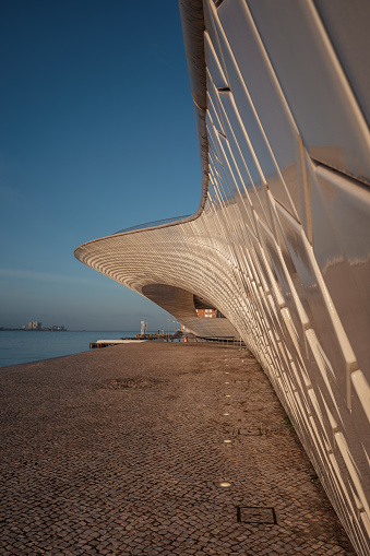 Lisboa , Portugal; 13 March 2022: MAAT - (MUSEUM OF ART, ARCHITECTURE AND TECHNOLOGY) at sunrise in lisbon