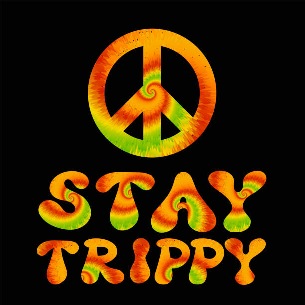 istock Stay trippy quote. Tie dye psychedelic surreal font.Vector tiedye illustration logo.Stay trippy slogan text.60s,70s,groovy,tie dye psychedelic,lsd acid print for t-shirt,poster,sticker concept 1385212552