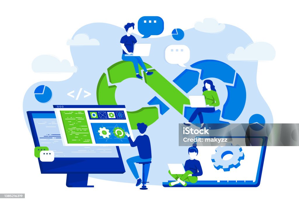 Dev Work Images Devops Developers Work With Computers Scene Devops Engineers Web Design ...
