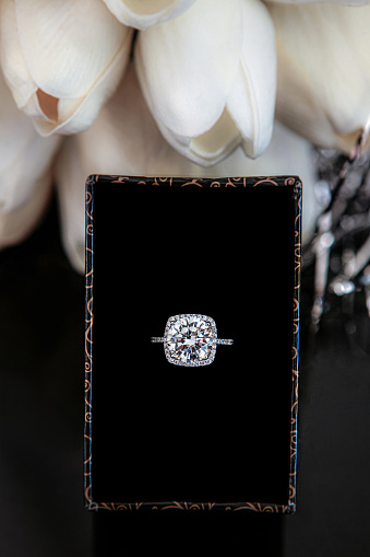 Diamond ring in black box