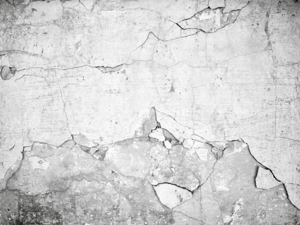 Gray grunge ruined cracked concrete wall texture background, full frame
